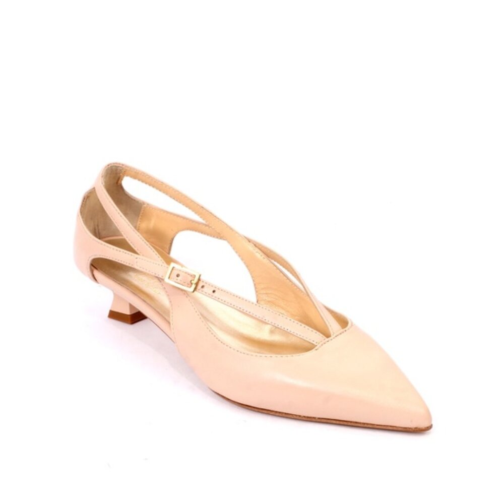 Isabelle 526b Beige Leather Stiletto Heels Pointy Toe Pumps